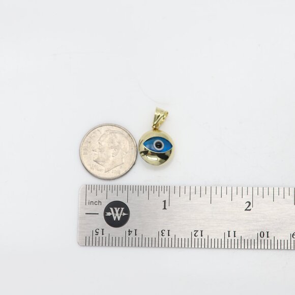 Cute Evil Eye Charm 14k Yellow Gold  Real 14k Gold Good Luck Eye - Picture 7 of 10